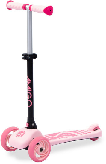 Amigo Twister Opvouwbare 3-Wiel Kinderstep Met Voetrem Roze lichtroze/roze lichtroze/roze