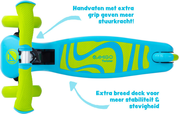 Amigo Twister Opvouwbare 3-Wiel Kinderstep Met Voetrem blauw/lime blauw/lime