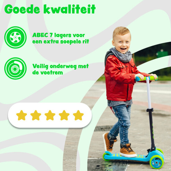 Amigo Twister Opvouwbare 3-Wiel Kinderstep Met Voetrem groen/zwart groen/zwart