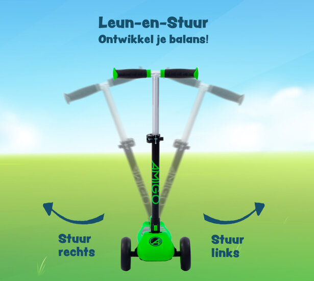 Amigo Twister Opvouwbare 3-Wiel Kinderstep Met Voetrem groen/zwart groen/zwart