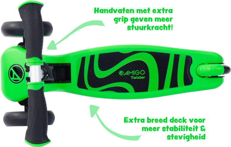 Amigo Twister Opvouwbare 3-Wiel Kinderstep Met Voetrem groen/zwart groen/zwart