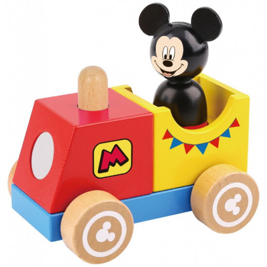 Tooky Toy Mickey Mouse Houten Speelgoedtrein 18 Maanden 2-Delig multicolor multicolor