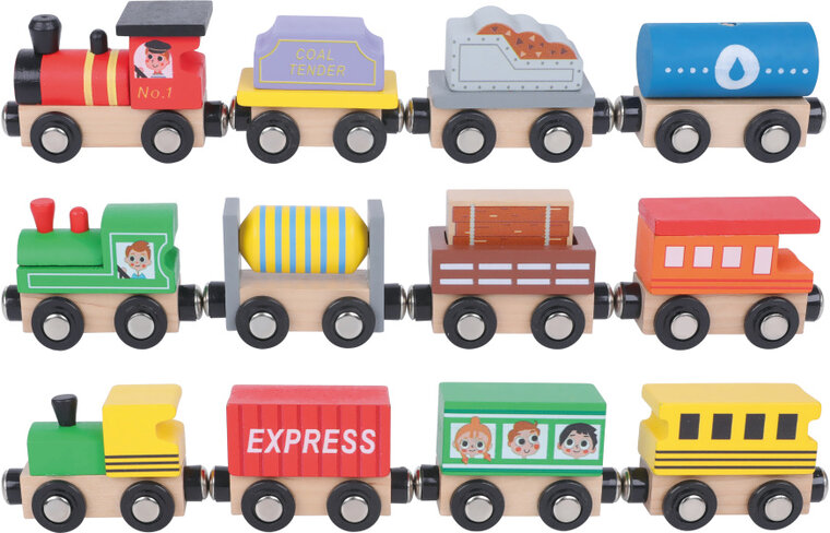 Tooky Toy Houten Speelgoedtrein 13-Delig​​​​​​​ multicolor multicolor