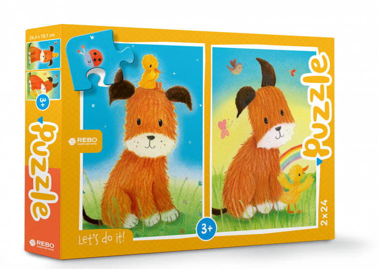 Rebo Productions Hond &amp; Eendje Legpuzzel Junior 24/24 Stukjes