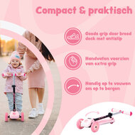 Amigo Twister Opvouwbare 3-Wiel Kinderstep Met Voetrem Roze lichtroze/roze lichtroze/roze