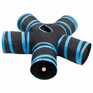 Kattentunnel 5-voudig 25 cm polyester zwart en blauw