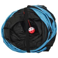 Kattentunnel 5-voudig 25 cm polyester zwart en blauw